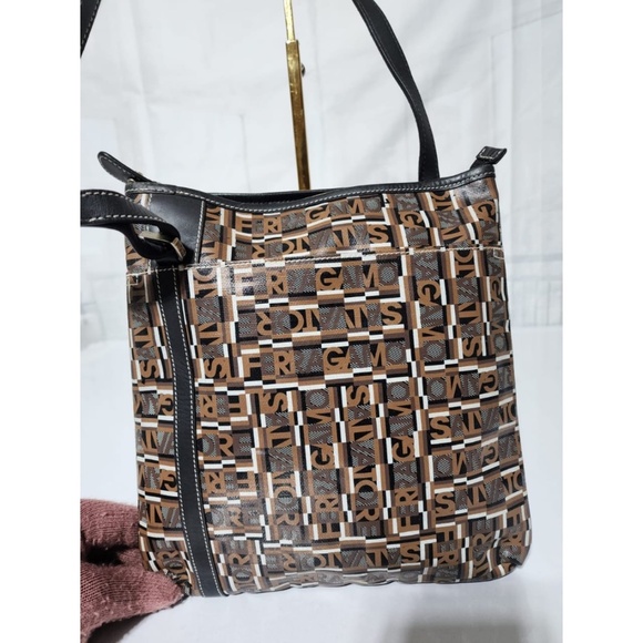 Authentic Salvatore Ferragamo Coated Canvas Shoulder Bag Brown - Picture 16 of 16